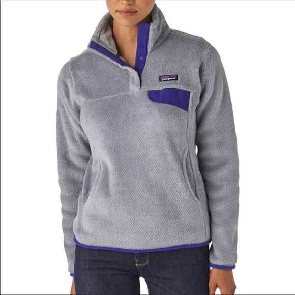 PATAGONIA Re-Tool Snap-T Polartec Gray/Blue Fleece Pullover - Picture 1 of 9